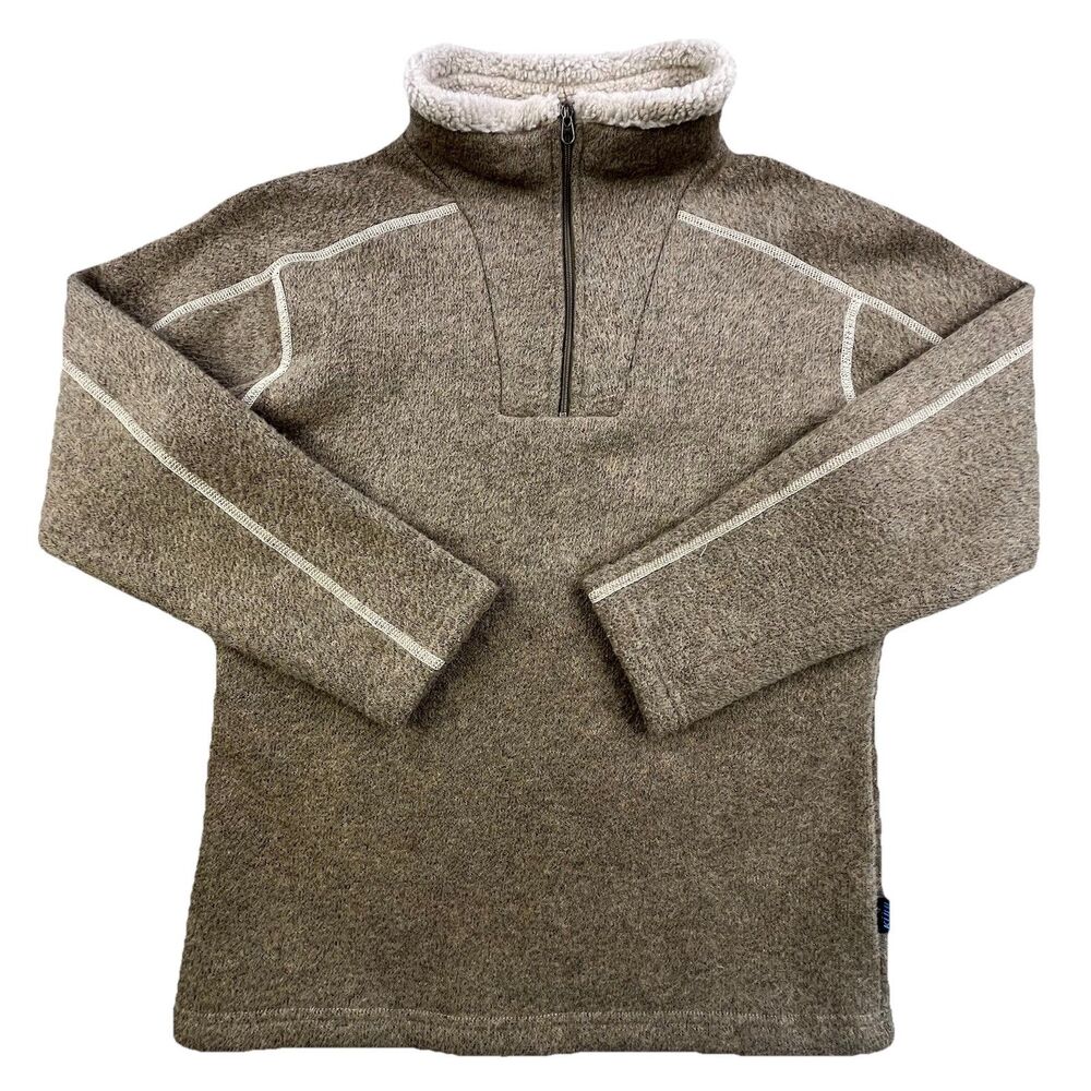 KUHL Fleece 1/4 Zip Sweater Youth M (10-12) Oatmeal Tan Outdoor Hiking Comfy